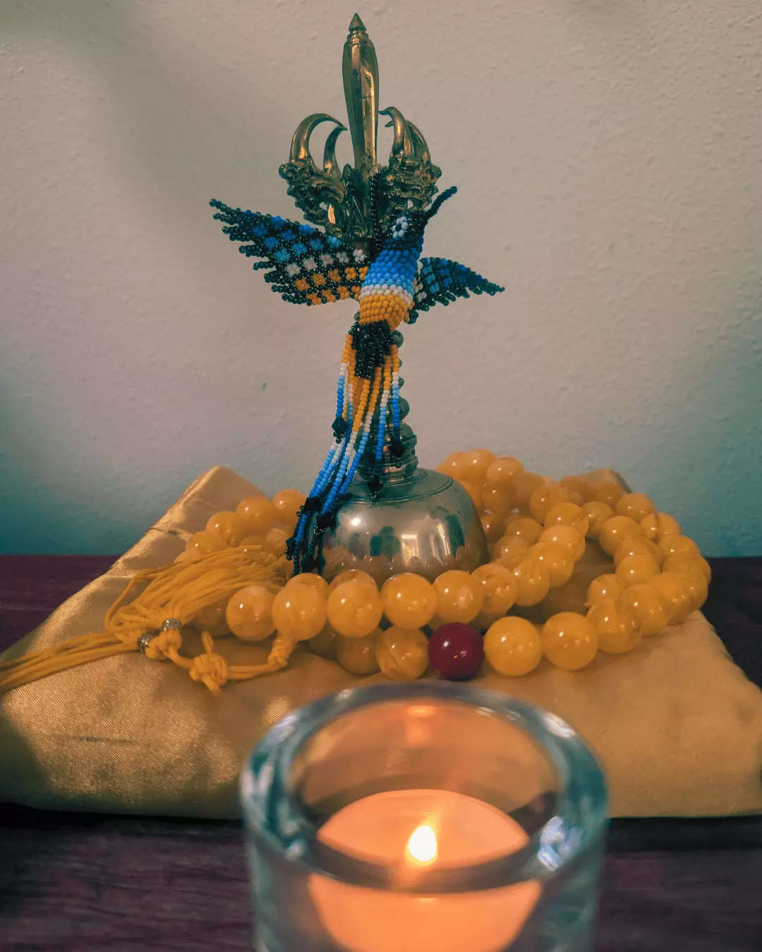 Spiritual Mediation Group living altar with candle