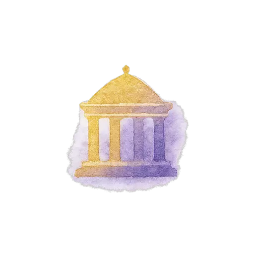 Watercolor golden temple with radiant light